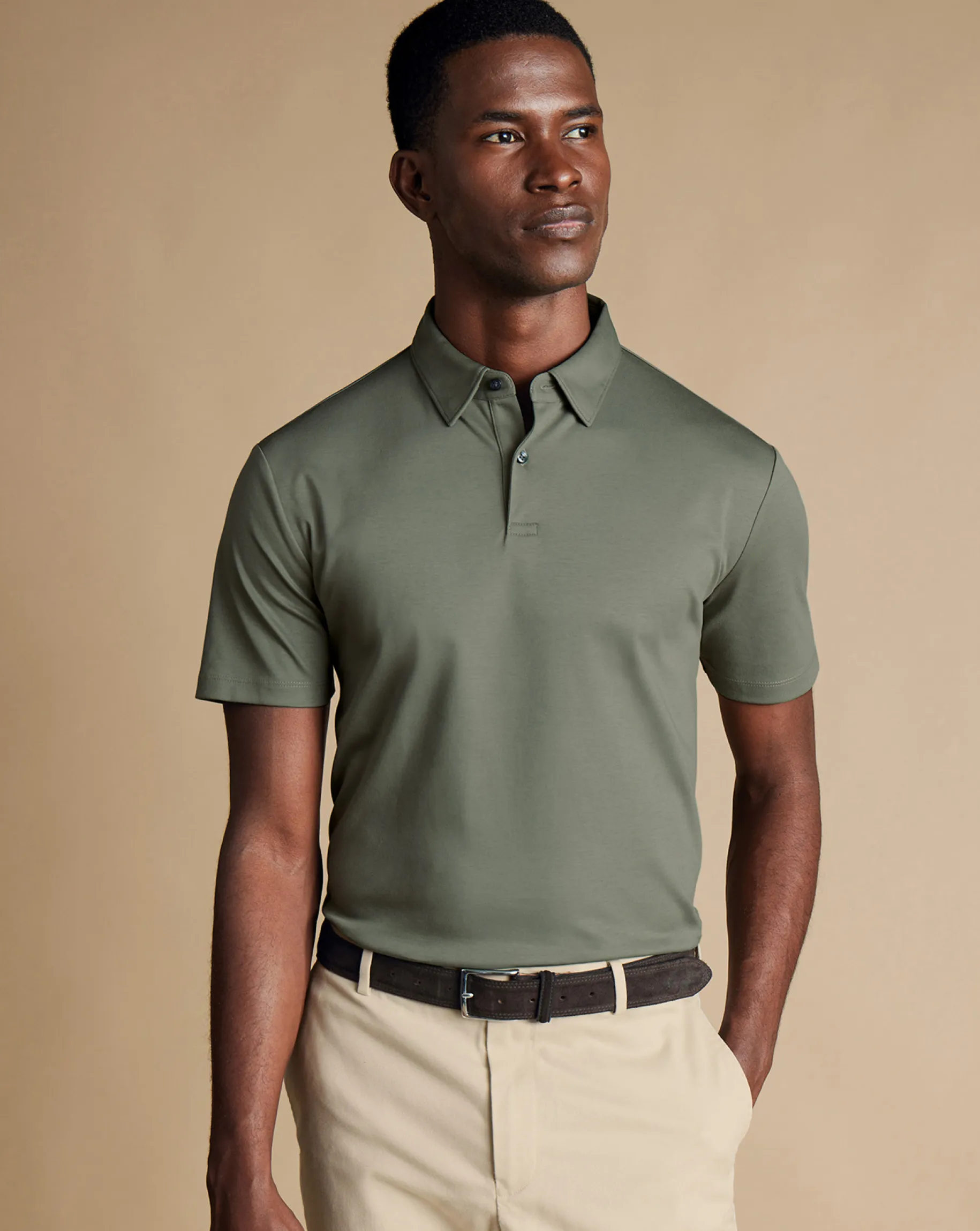 Smart polos|green<Charles Tyrwhitt Smart Jersey Polo - Sage Green