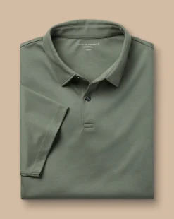 Smart polos|green<Charles Tyrwhitt Smart Jersey Polo - Sage Green