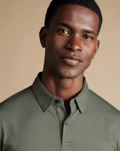 Smart polos|green<Charles Tyrwhitt Smart Jersey Polo - Sage Green