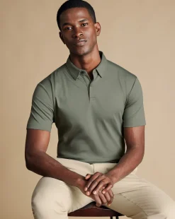 Smart polos|green<Charles Tyrwhitt Smart Jersey Polo - Sage Green