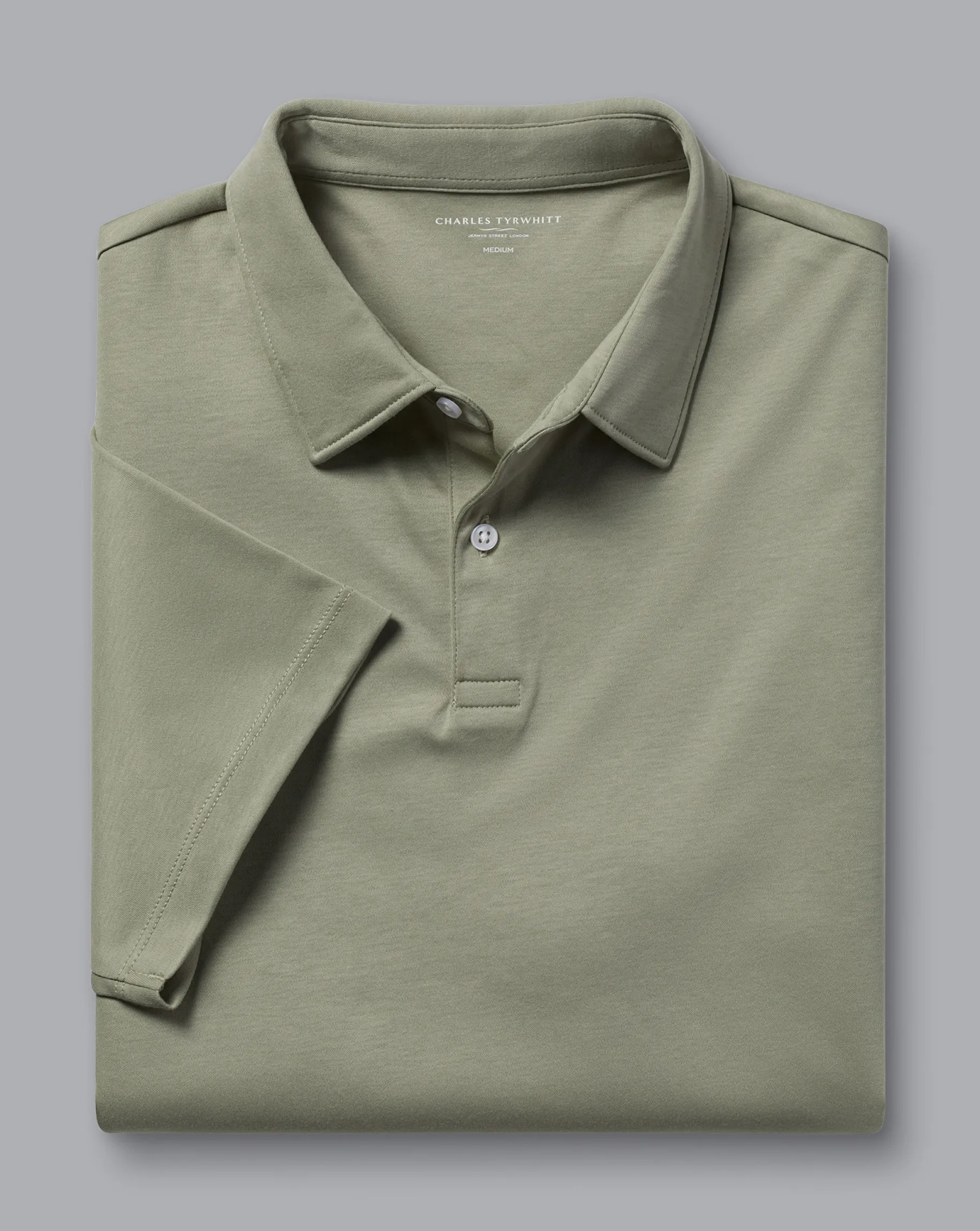 Shirt Sale|Polos<Charles Tyrwhitt Smart Jersey Polo - Sage Green Light Sage Green