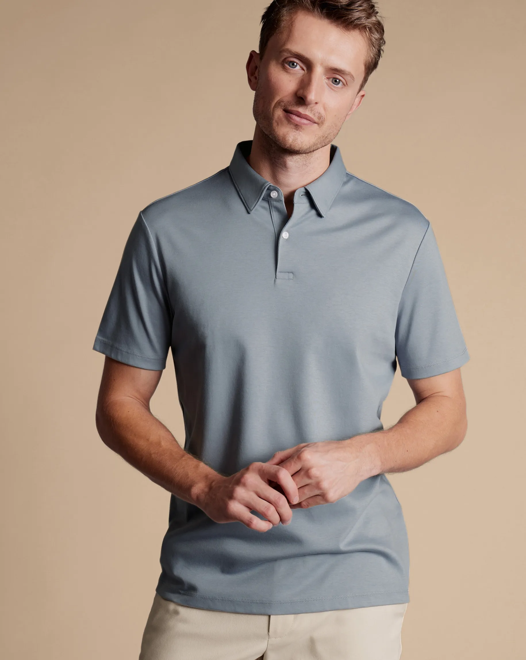 Smart polos|Grey<Charles Tyrwhitt Smart Jersey Polo - Silver