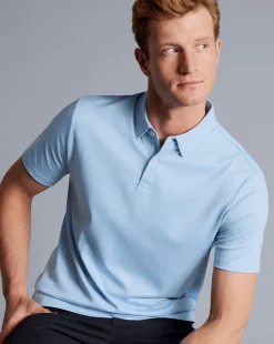 Blue Shirts|Blue<Charles Tyrwhitt Smart Jersey Polo - Blue Sky