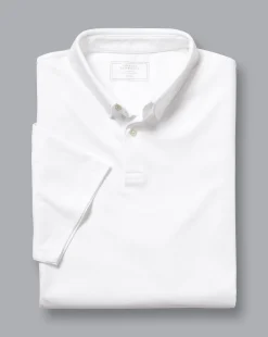 Polos|White<Charles Tyrwhitt Smart Jersey Polo - White