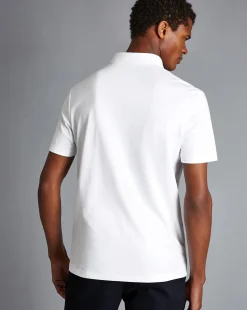 Polos|White<Charles Tyrwhitt Smart Jersey Polo - White