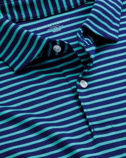 Smart polos|green<Charles Tyrwhitt Smart Jersey Stripe Polo - Green Aqua