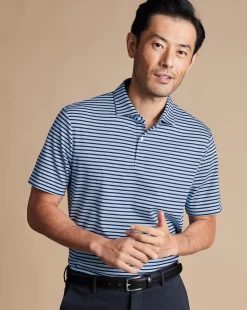 Blue Shirts|Smart polos<Charles Tyrwhitt Smart Jersey Stripe Polo - Blue Sky