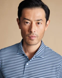 Blue Shirts|Smart polos<Charles Tyrwhitt Smart Jersey Stripe Polo - Blue Sky
