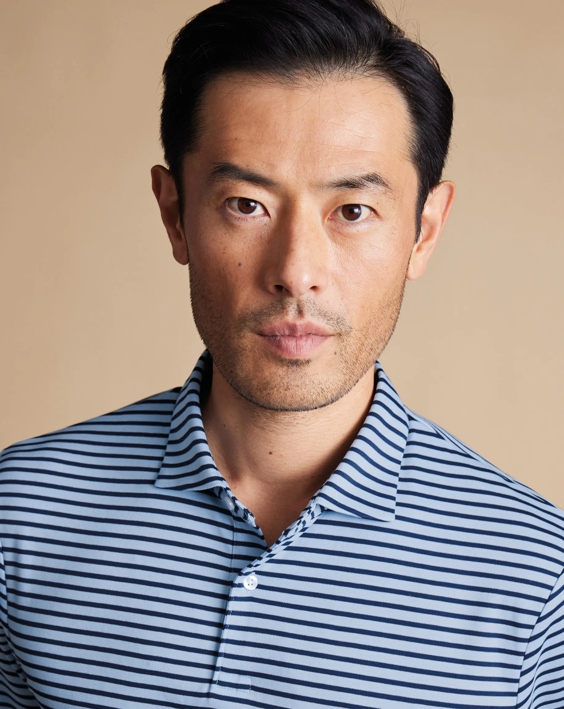 Blue Shirts|Smart polos<Charles Tyrwhitt Smart Jersey Stripe Polo - Blue Sky