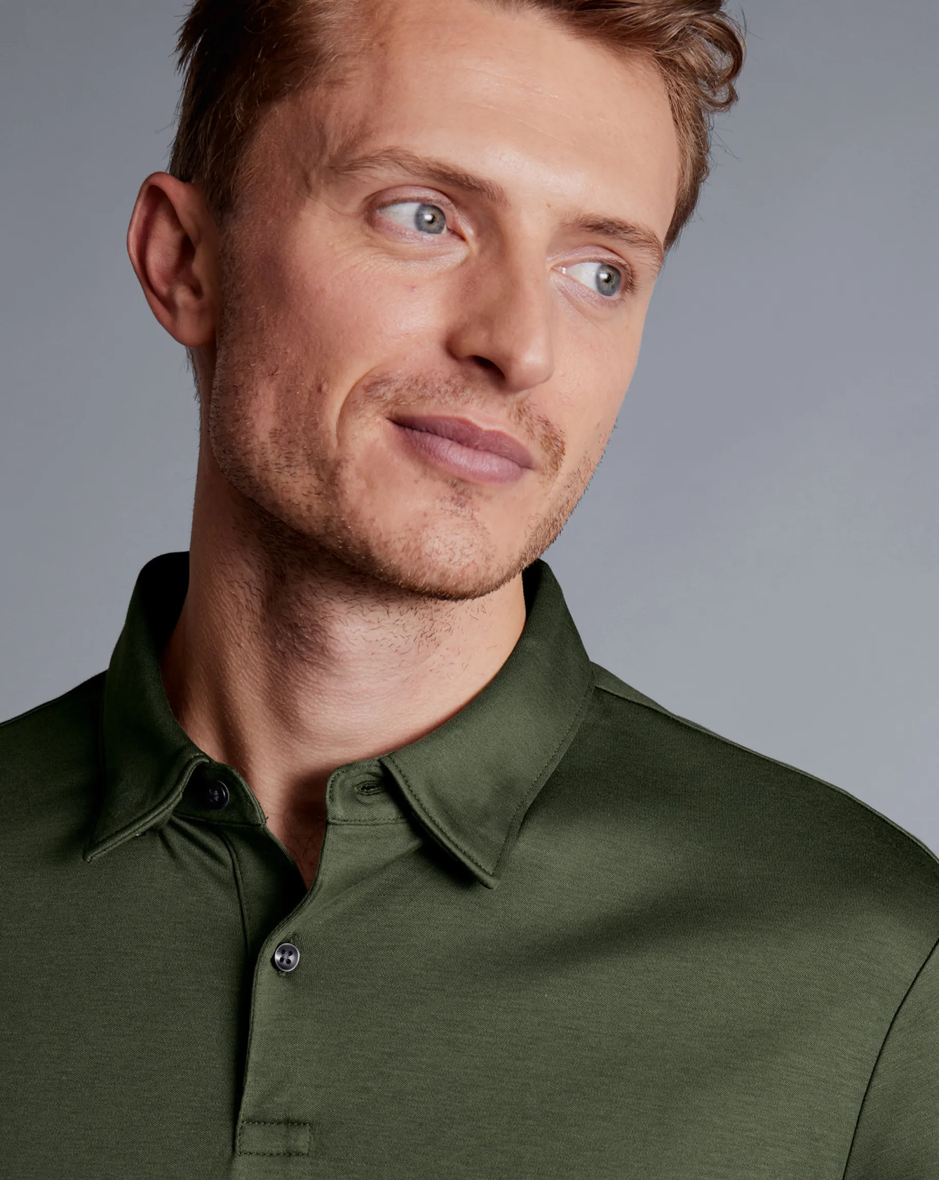Smart polos|green<Charles Tyrwhitt Smart Long Sleeve Jersey Polo - Green Olive