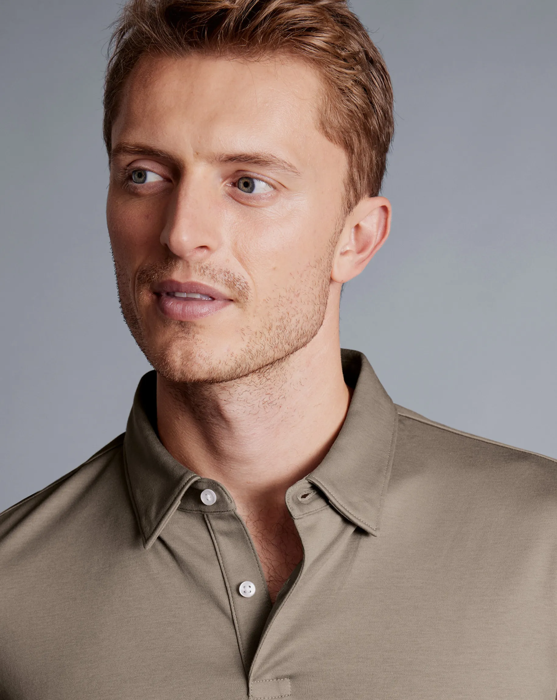 Long Sleeve polos|Polos<Charles Tyrwhitt Smart Long Sleeve Jersey Polo - Taupe