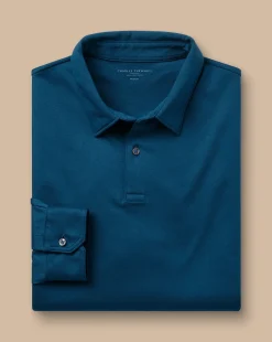 Blue Shirts|Smart polos<Charles Tyrwhitt Smart Long Sleeve Jersey Polo - Blue Turquoise