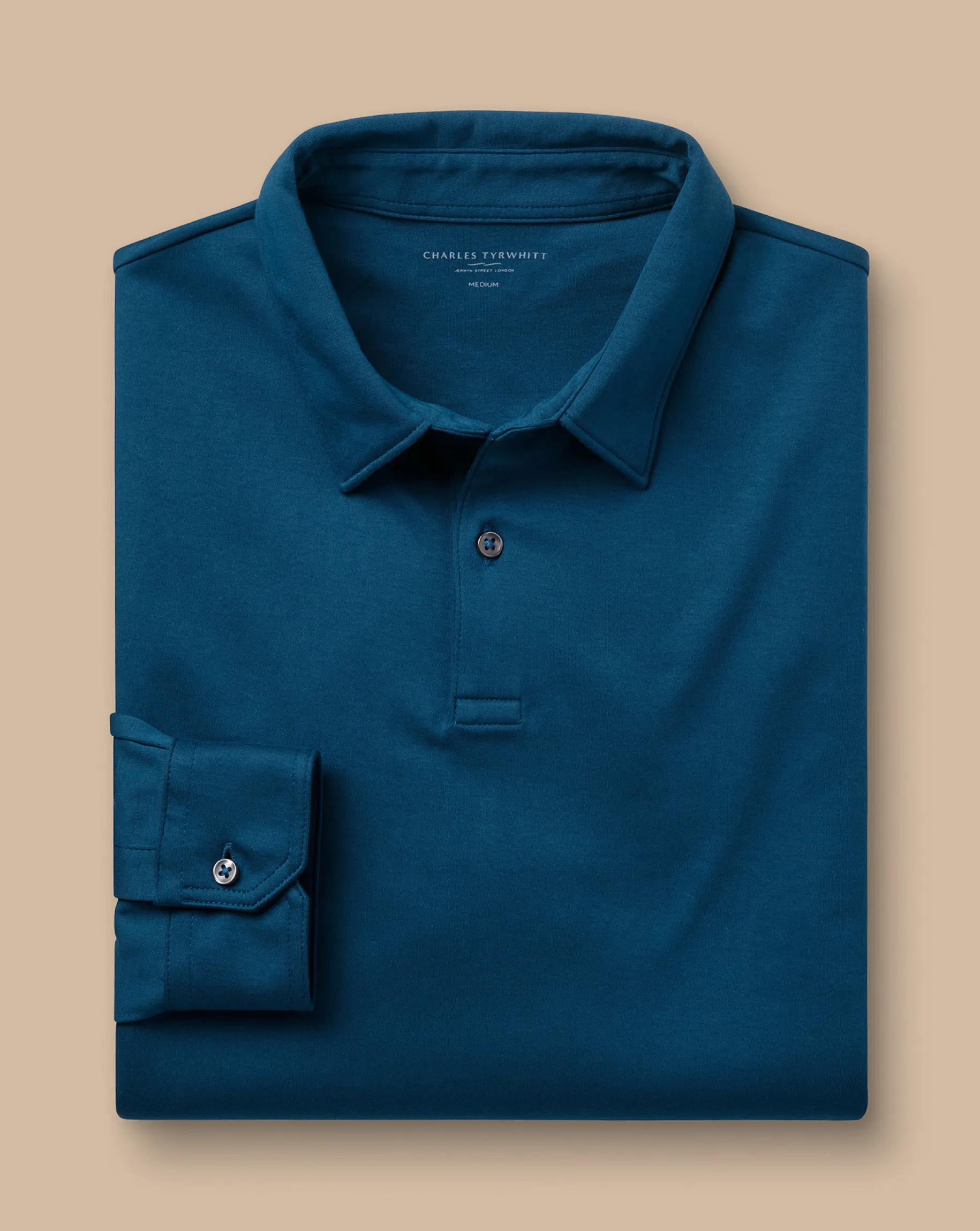 Blue Shirts|Smart polos<Charles Tyrwhitt Smart Long Sleeve Jersey Polo - Blue Turquoise