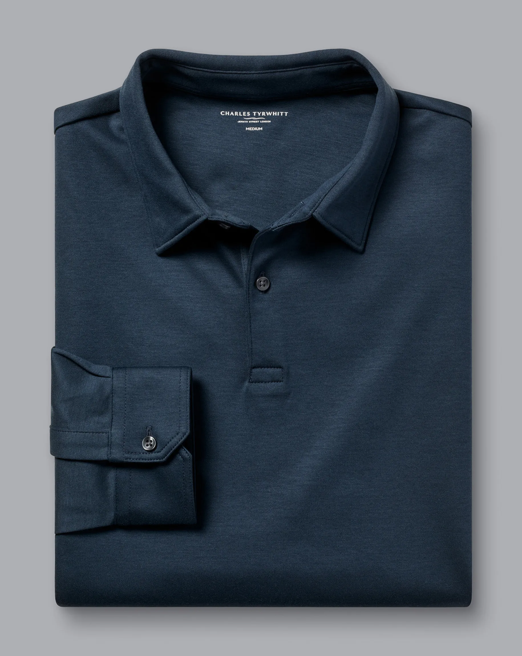Blue Shirts|Long Sleeve polos<Charles Tyrwhitt Smart Long Sleeve Jersey Polo - Petrol Blue