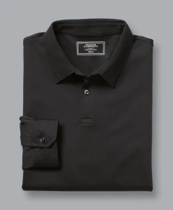 Smart polos|Black<Charles Tyrwhitt Smart Long Sleeve Jersey Polo - Black