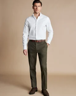 Smart Pants|Classic Fit Pants<Charles Tyrwhitt Smart Stretch Texture Pants - Green Olive