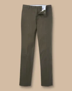 Smart Pants|Classic Fit Pants<Charles Tyrwhitt Smart Stretch Texture Pants - Green Olive