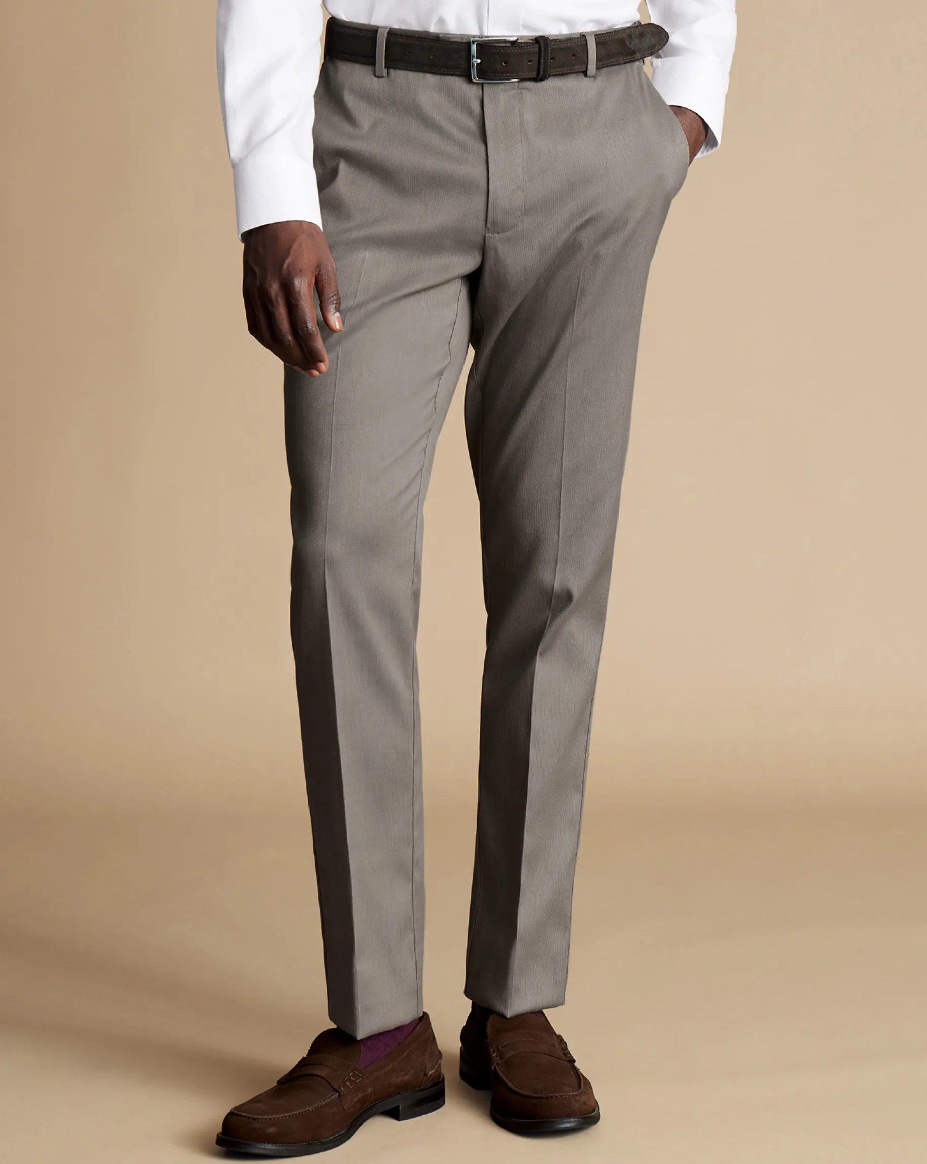 Smart Pants|Brown Pants<Charles Tyrwhitt Smart Stretch Texture Pants - Mocha