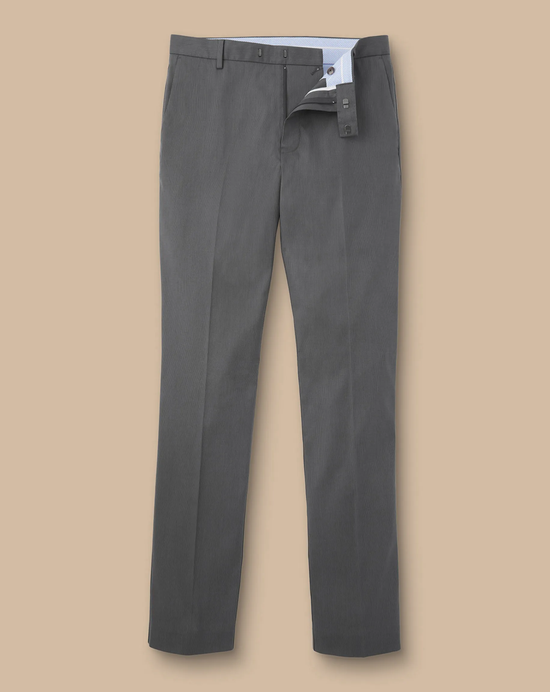 Grey Pants|Smart Pants<Charles Tyrwhitt Smart Stretch Texture Pants - Grey Charcoal