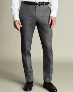 Grey Pants|Smart Pants<Charles Tyrwhitt Smart Stretch Texture Pants - Grey Charcoal