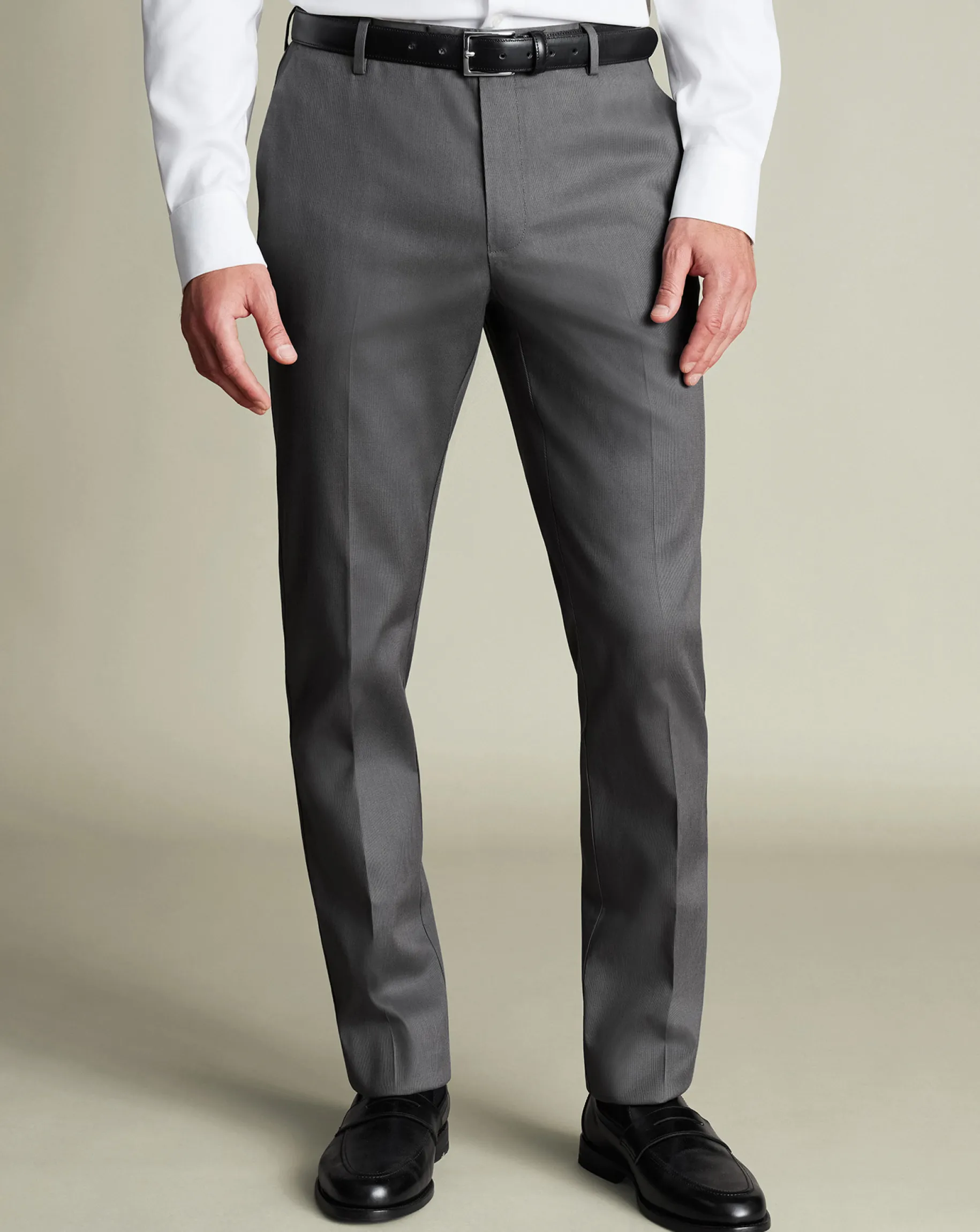Grey Pants|Smart Pants<Charles Tyrwhitt Smart Stretch Texture Pants - Grey Charcoal