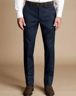 Smart Pants|Blue Pants<Charles Tyrwhitt Smart Stretch Texture Pants - Denim Blue