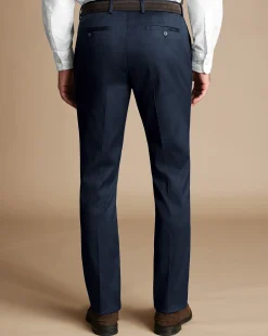 Smart Pants|Blue Pants<Charles Tyrwhitt Smart Stretch Texture Pants - Denim Blue