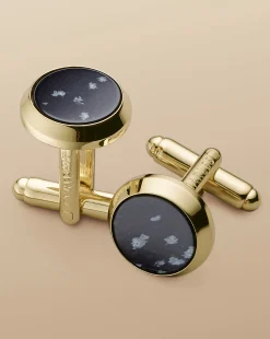 Cufflinks|Evening Accessories<Charles Tyrwhitt Snowflake Obsidian Cufflink - Gold