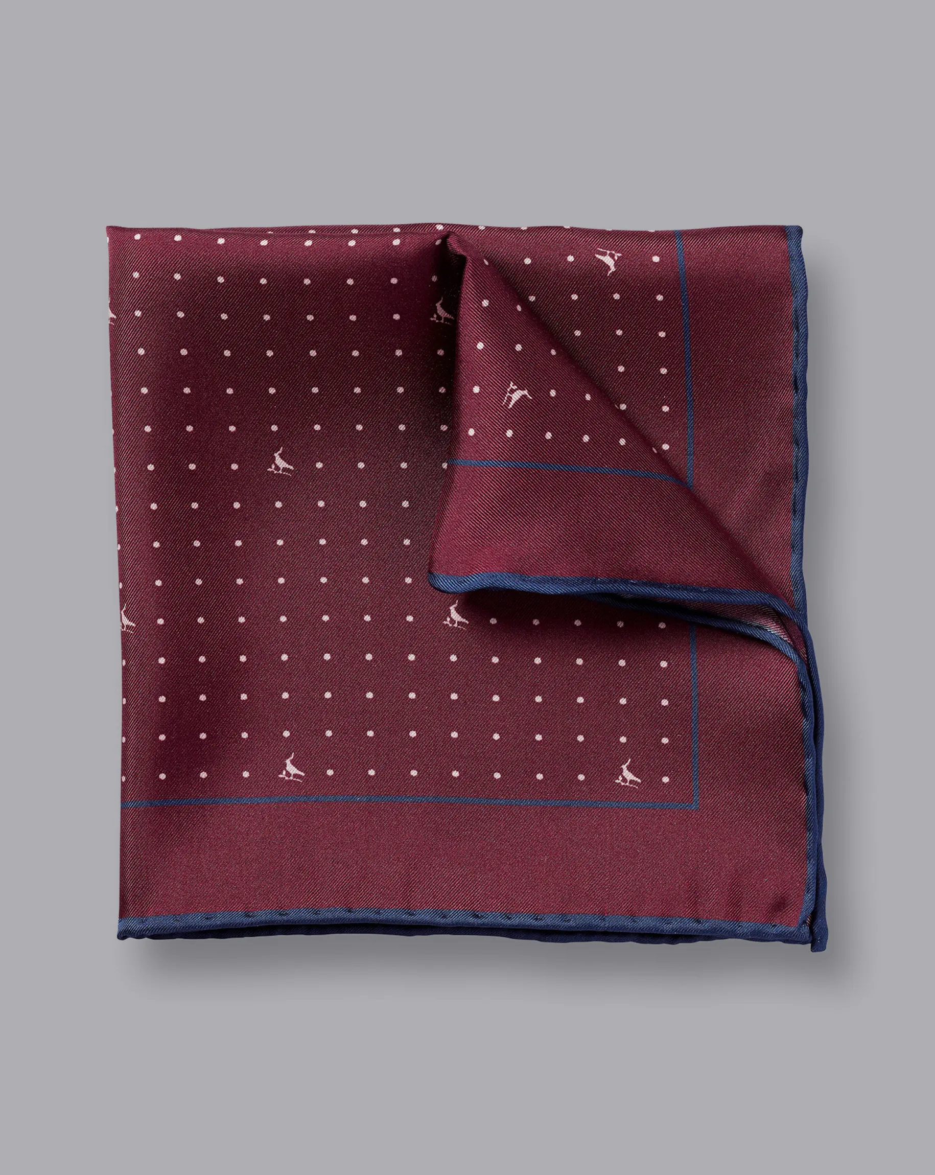 Accessories<Charles Tyrwhitt Spot Print Pocket Square - Cherry Pink and Stone Cherry Pink & Stone