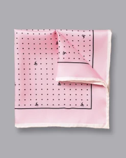 Accessories<Charles Tyrwhitt Spot Print Pocket Square - Pink and Navy