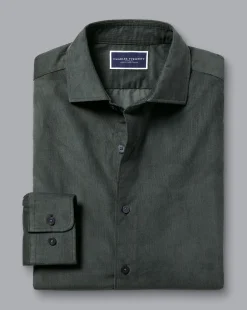 Business Casual Shirts|Casual Shirts<Charles Tyrwhitt Spread Collar Corduroy Shirt - Sage Green