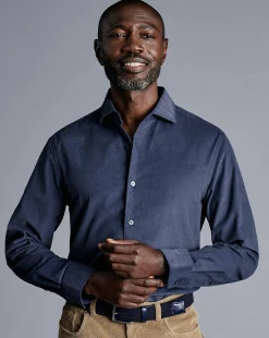 Business Casual Shirts|Casual Shirts<Charles Tyrwhitt Spread Collar Corduroy Shirt - Heather Blue