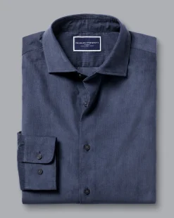 Business Casual Shirts|Casual Shirts<Charles Tyrwhitt Spread Collar Corduroy Shirt - Heather Blue