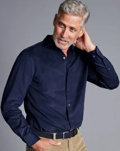 Business Casual Shirts|Casual Shirts<Charles Tyrwhitt Spread Collar Corduroy Shirt - French Blue