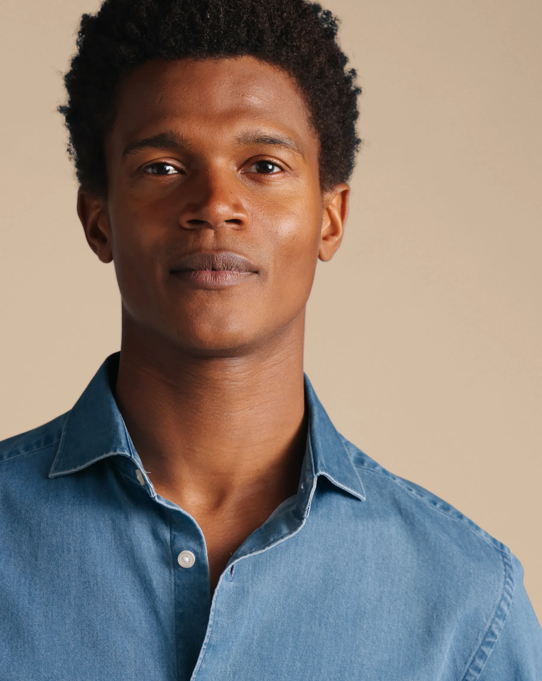 Business Casual Shirts|Casual Shirts<Charles Tyrwhitt Spread Collar Denim Shirt - Ocean Blue