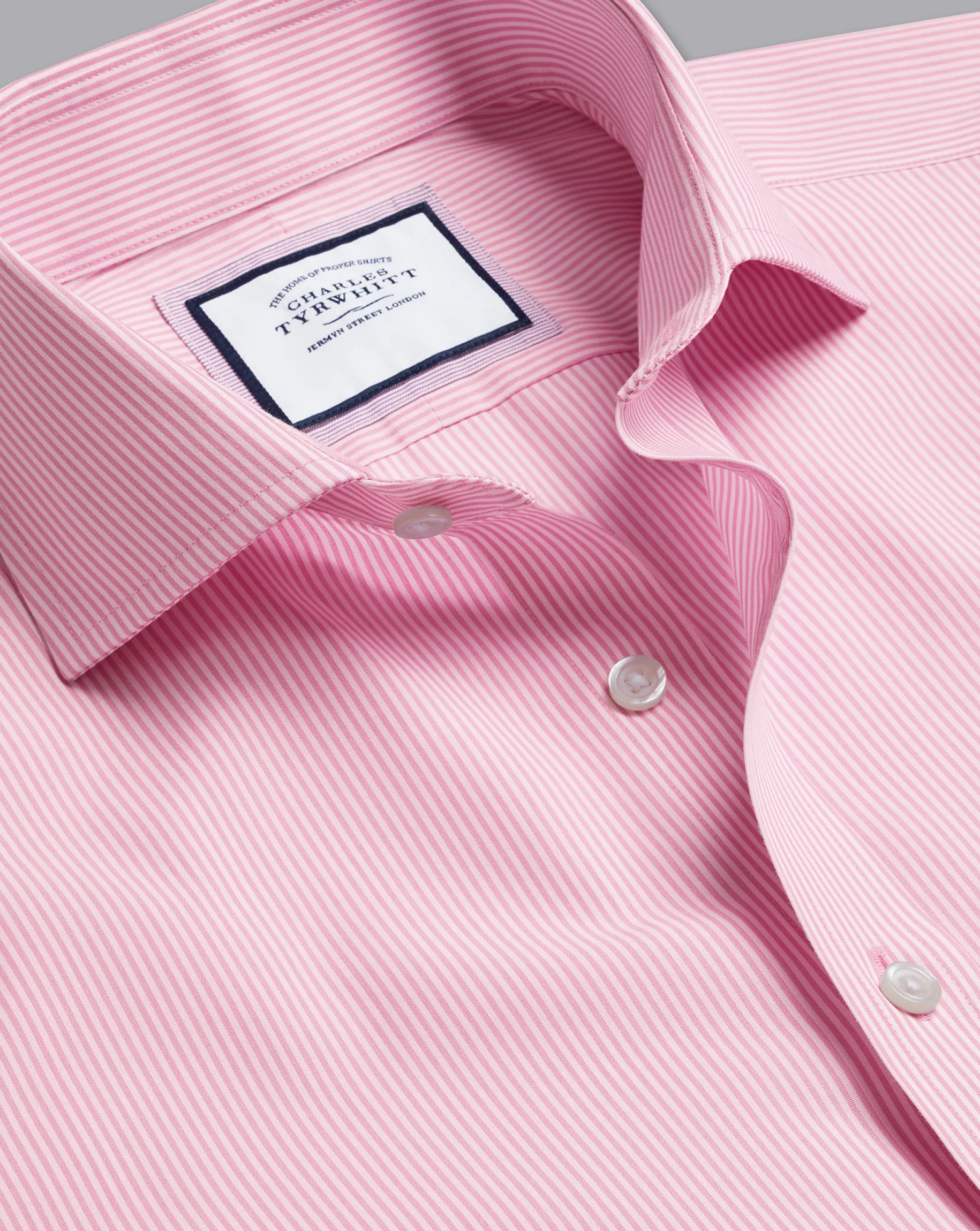 Shirt Sale|Dress Shirts<Charles Tyrwhitt Spread Collar Non-Iron Bengal Stripe Shirt - Pink