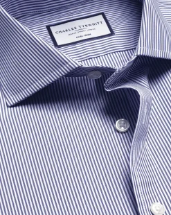 Dress Shirts|Blue Shirts<Charles Tyrwhitt Spread Collar Non-Iron Bengal Stripe Shirt - Blue Royal