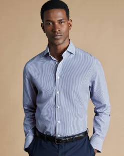 Dress Shirts|Blue Shirts<Charles Tyrwhitt Spread Collar Non-Iron Bengal Stripe Shirt - Blue Royal