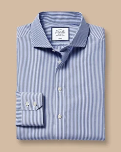 Dress Shirts|Blue Shirts<Charles Tyrwhitt Spread Collar Non-Iron Bengal Stripe Shirt - Blue Royal