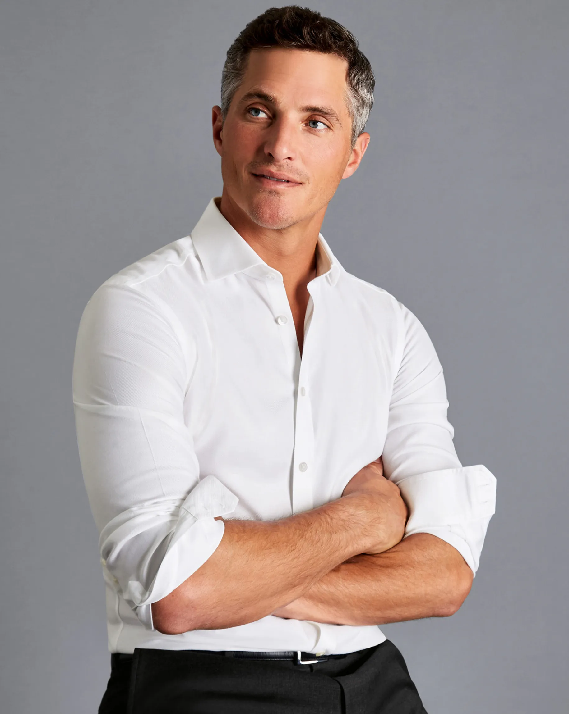 Shirt Sale|Dress Shirts<Charles Tyrwhitt Spread Collar Non-Iron Cambridge Weave Shirt - White