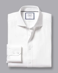 Shirt Sale|Dress Shirts<Charles Tyrwhitt Spread Collar Non-Iron Cambridge Weave Shirt - White