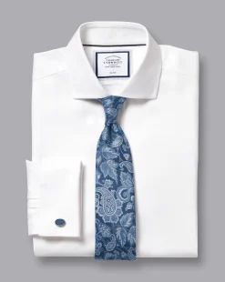Shirt Sale|Dress Shirts<Charles Tyrwhitt Spread Collar Non-Iron Cambridge Weave Shirt - White