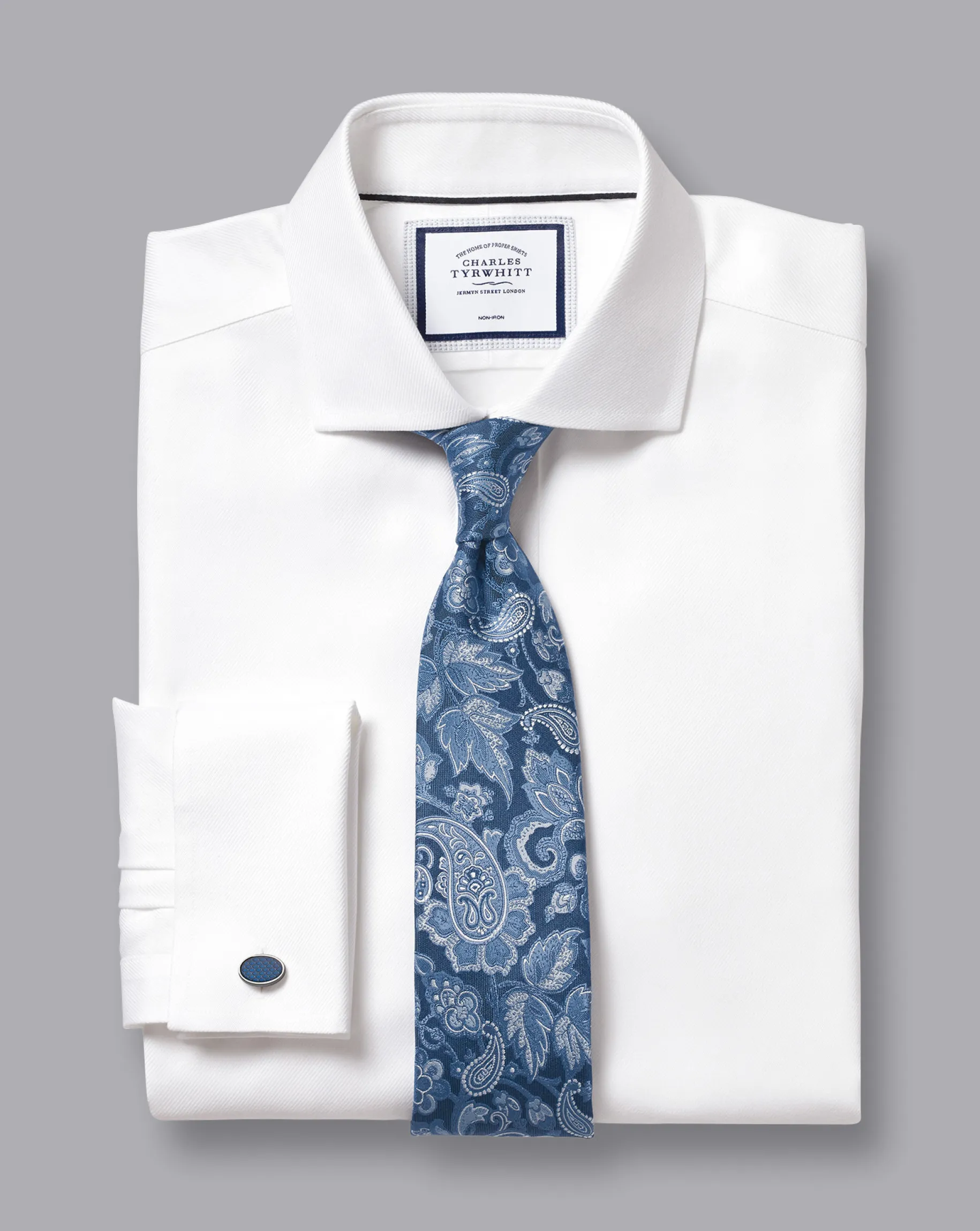 Shirt Sale|Dress Shirts<Charles Tyrwhitt Spread Collar Non-Iron Cambridge Weave Shirt - White
