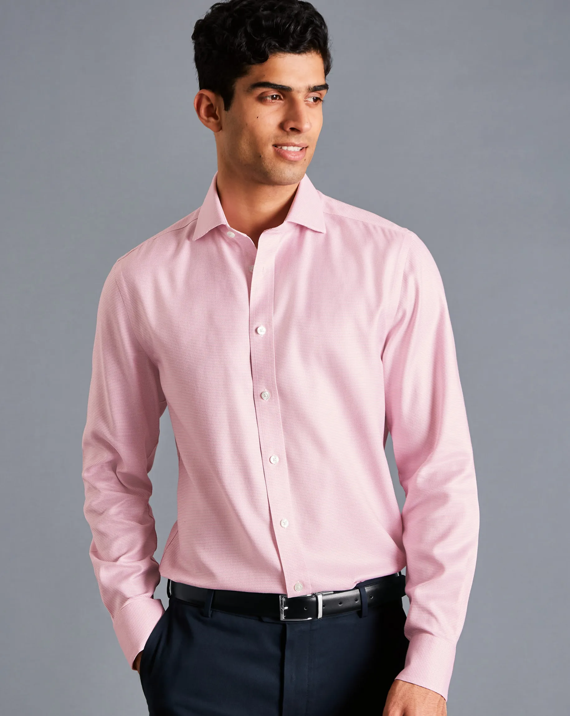 Shirt Sale|Dress Shirts<Charles Tyrwhitt Spread Collar Non-Iron Cambridge Weave Shirt - Pink