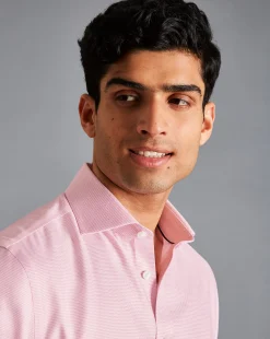 Shirt Sale|Dress Shirts<Charles Tyrwhitt Spread Collar Non-Iron Cambridge Weave Shirt - Pink