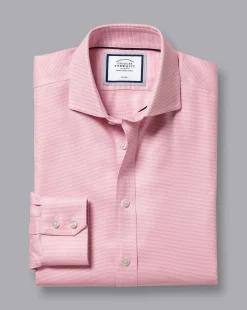 Shirt Sale|Dress Shirts<Charles Tyrwhitt Spread Collar Non-Iron Cambridge Weave Shirt - Pink