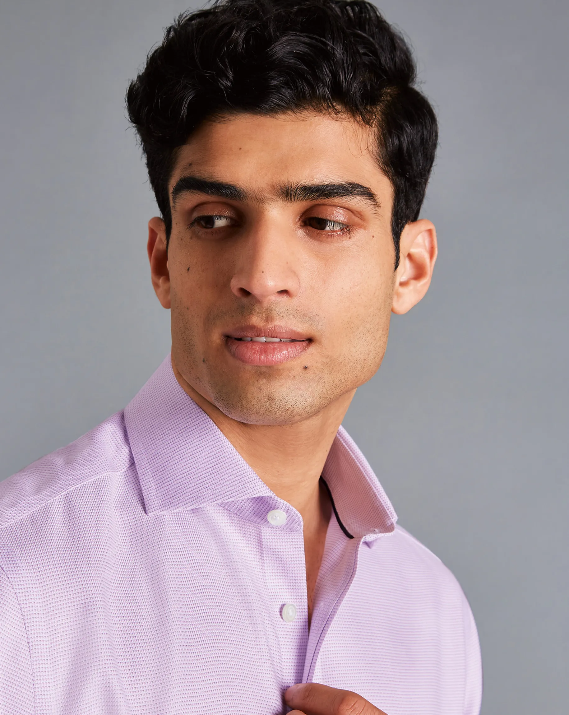 Shirt Sale|Dress Shirts<Charles Tyrwhitt Spread Collar Non-Iron Cambridge Weave Shirt - Lavender Purple
