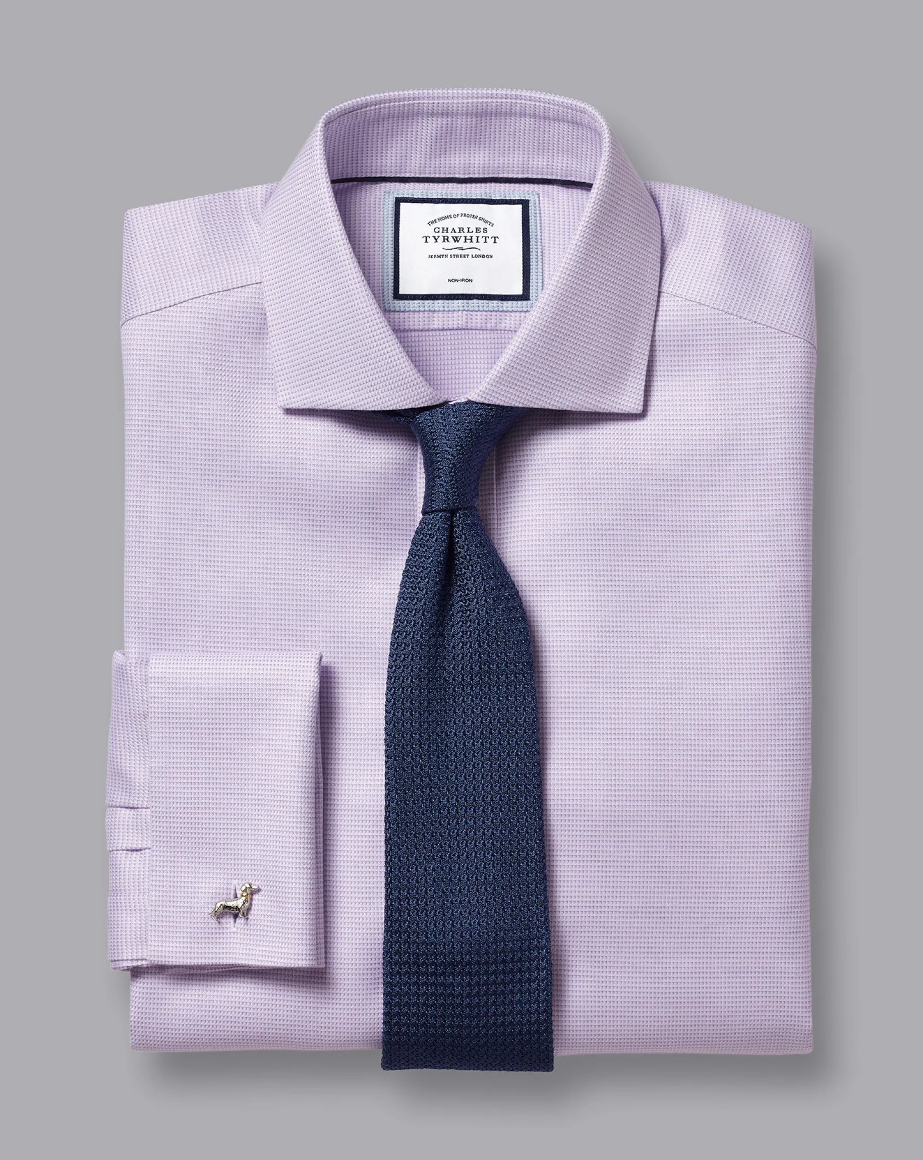 Shirt Sale|Dress Shirts<Charles Tyrwhitt Spread Collar Non-Iron Cambridge Weave Shirt - Lavender Purple