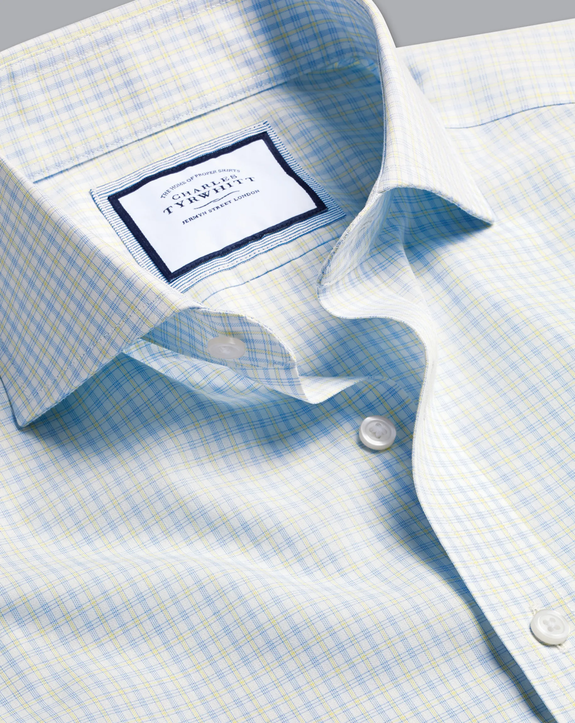 Shirt Sale|Dress Shirts<Charles Tyrwhitt Spread Collar Non-Iron Check Shirt - Lemon Lemon Yellow