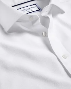 Business Casual Shirts|Dress Shirts<Charles Tyrwhitt Spread Collar Non-Iron Clifton Weave Shirt - White